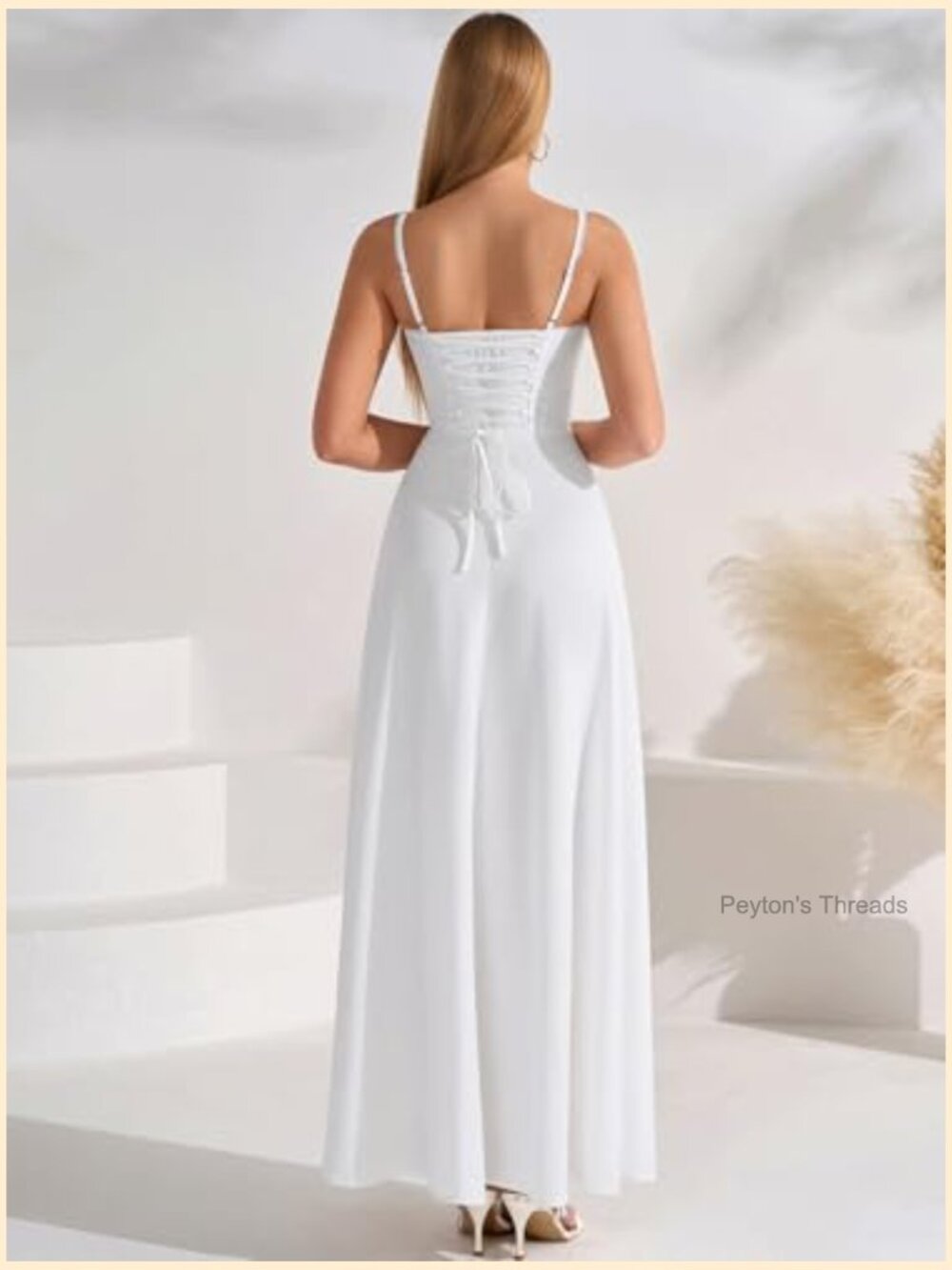 Corset Maxi Wedding Guest Dress Spaghetti Strap Flowy A Line Tea Party Long Sun - Picture 2 of 7